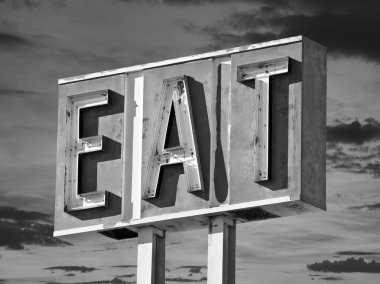 Vintage siyah beyaz yemek işareti 