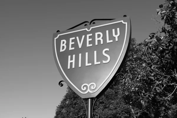 Beverly Hills Accedi in bianco e nero — Foto Stock