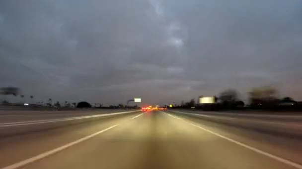 Harbor and Pasadena 110 Freeway  Dawn Driving Time Lapse Los Angeles — Stock Video