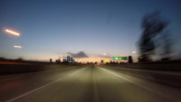 Dawn Driving Time Lapse on the  Santa Monica, Harbor and Pasadena Freeways in Downtown Los Angeles — Stock Video