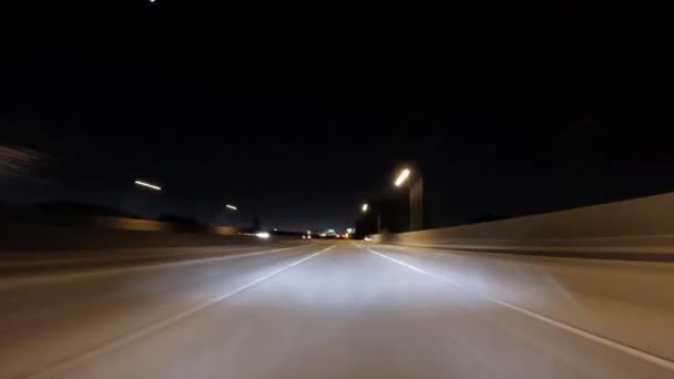 Golden State i Hollywood autostrad jazdy nocnej wygaśnięcia Los Angeles — Wideo stockowe