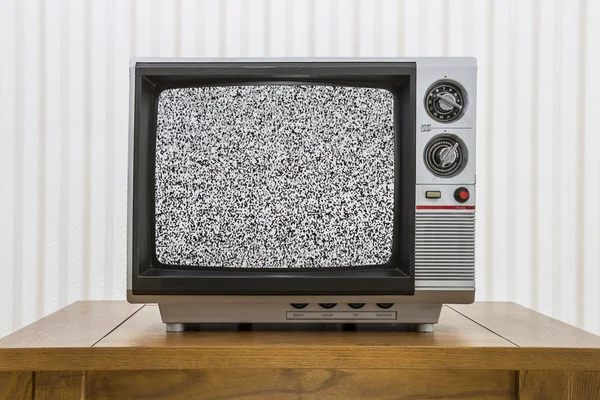 Televizyonda tablo statik ekranlı taşınabilir Vintage — Stok fotoğraf