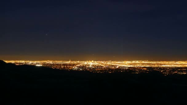 Las Vegas Crepúsculo para Noite Moonrise Time Lapse com Zoom Em — Vídeo de Stock