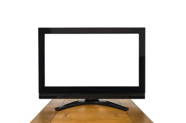 Modern televizyon beyaz ekran dışarı kesim ile izole