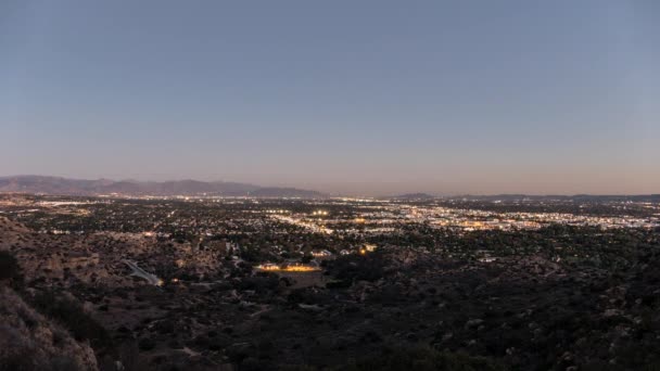 Los angeles san fernando tal dämmerung bis nacht zeitraffer — Stockvideo