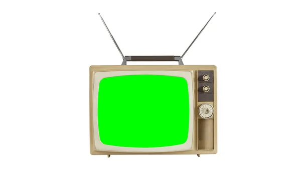 Vintage-Fernseher mit Antennen und Chroma-Keyscreen — Stockfoto