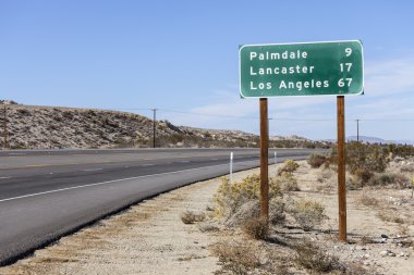 Palmdale, Lancaster and Los Angeles Highway Sign clipart