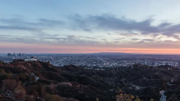 Λος Άντζελες Griffith πάρκο σούρουπο πάροδο του χρόνου με μεγέθυνση — Αρχείο Βίντεο