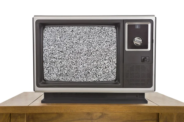 Old Television and with Static Screen Isolated on White — Stock Photo, Image