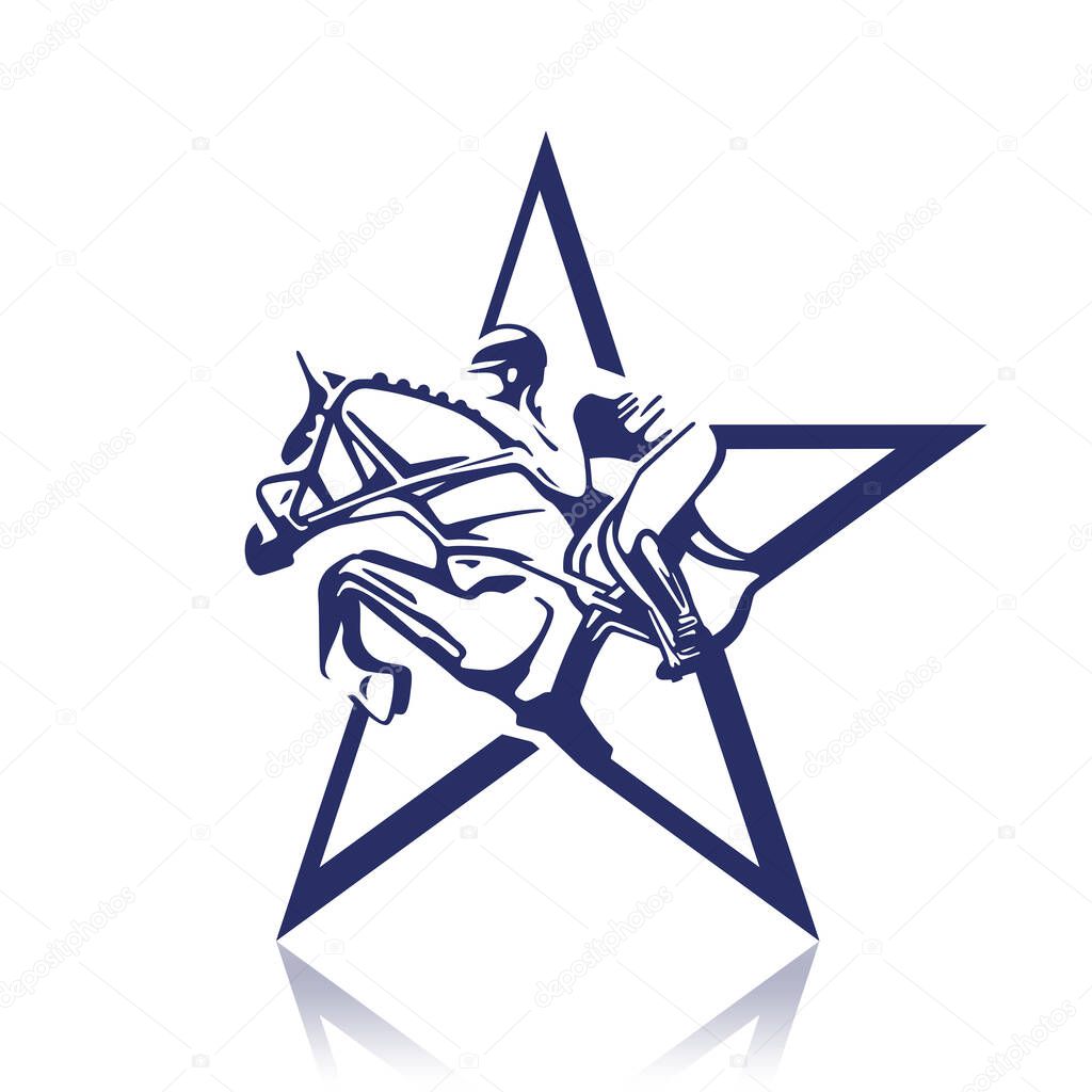 Horse logo. Star. Design icons. Equestrian sport. Equestrian competitions. Horse jumping. Poster Sport Equestrian Vector Illustration