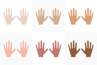 Deri ve ırk renkleri ayarlandı. Farklı milletlerden insanlar. Yaratıcı sosyal, ulusal, ırksal konsept simgeleri. Vektör illüstrasyonu