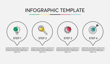 Vector infographic from 4 rounded shapes with icons and text. Simple infographics design template. Can be used as information banner, presentation, process. clipart