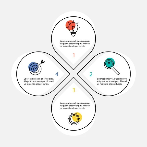 Modèle vectoriel de conception infographique à partir de formes abstraites avec des icônes et du texte. Entreprise d'infographie plate peut être utilisé comme bannière d'information, présentation, diagramme de processus, flux de travail, stratégie. — Image vectorielle