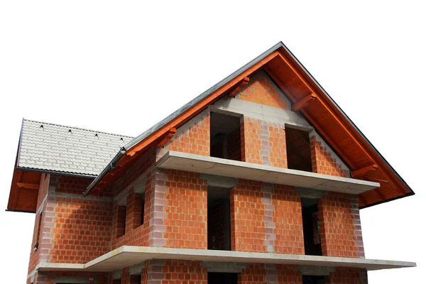 New Construction House Newly Built Brick House — Stock Photo, Image