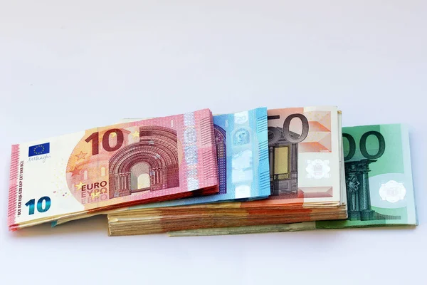 Veel Geld Verschillende Eurobiljetten — Stockfoto