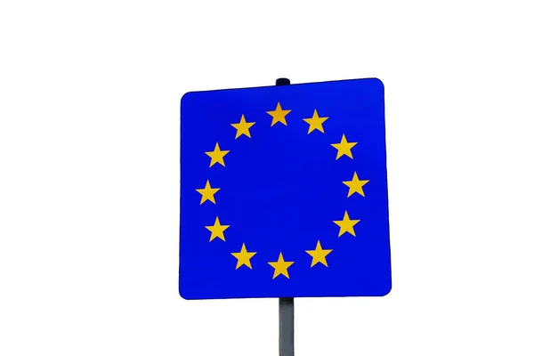 Пустой Синий Знак Границы Европы Белом Фоне — стоковое фото