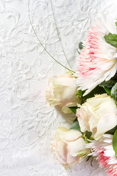 Fondo de boda con rosas y encaje —  Fotos de Stock