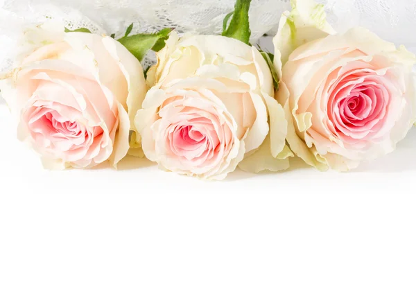 Свадебный фон с розами и кружевами — стоковое фото