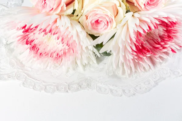 Fondo de boda con rosas y encaje —  Fotos de Stock