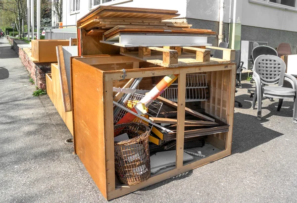 Big pile of broken office furniture