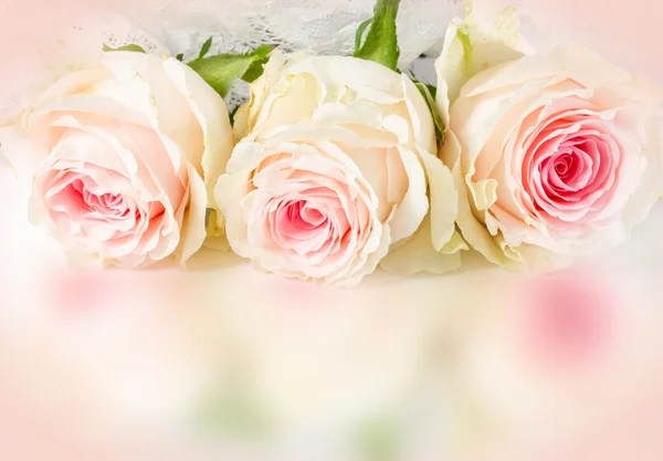 Hochzeitshintergrund mit Rosen und Spitze — Stockfoto