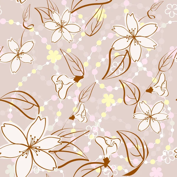Beige  seamless floral background — Stock Vector