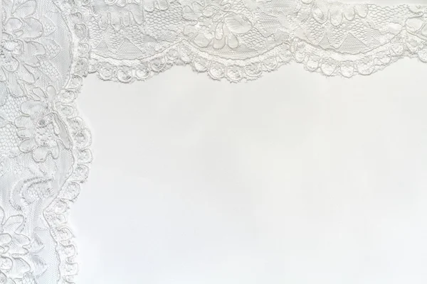 White Delicate satin background with lace border. — Stock Photo, Image