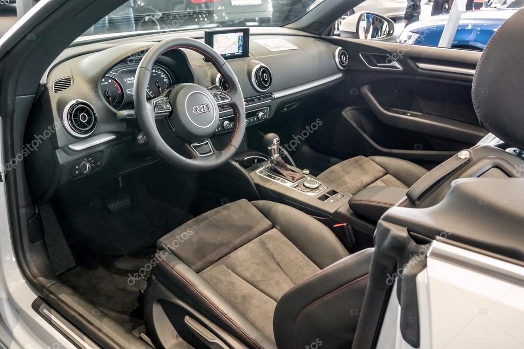 Baden-Baden, Germany - October 10, 2015: New models of the brand Audi in a dealer's showroom in Baden-Baden, Germany.  Interior Audi A3 Cabriolet