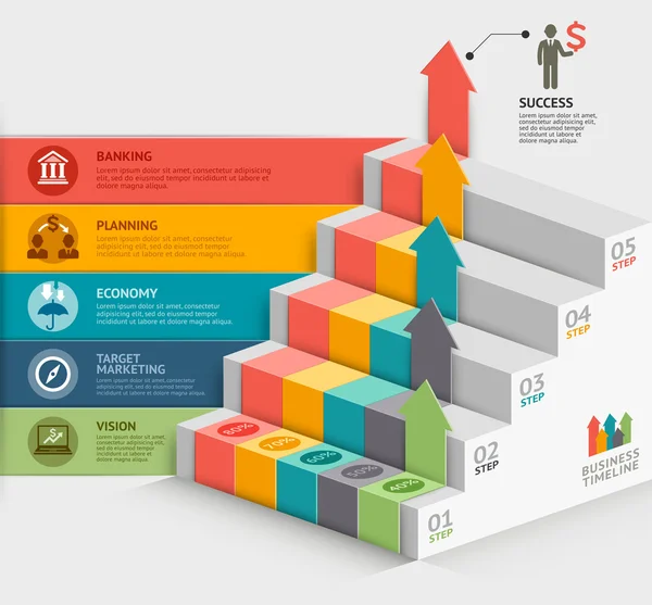 3D Business Treppe Diagramm Vorlage. — Stockvektor