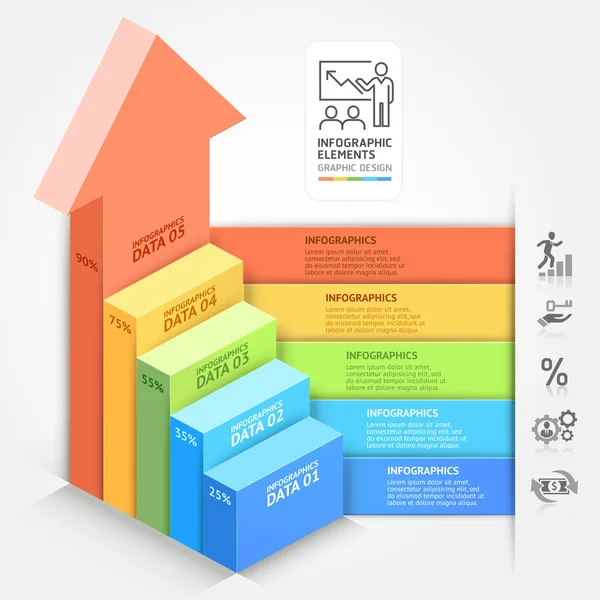 3D-Business-Pfeile Treppendiagramm Vorlage. Vektor — Stockvektor