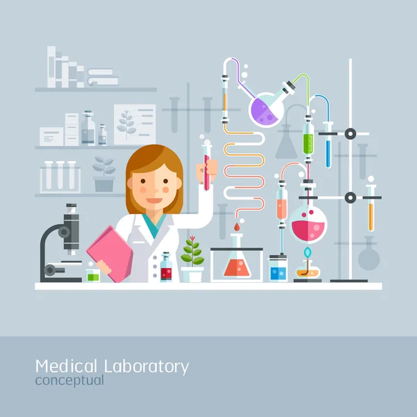 Medicinska laboratorier begreppsmässig. Vektor Illustration. — Stock vektor