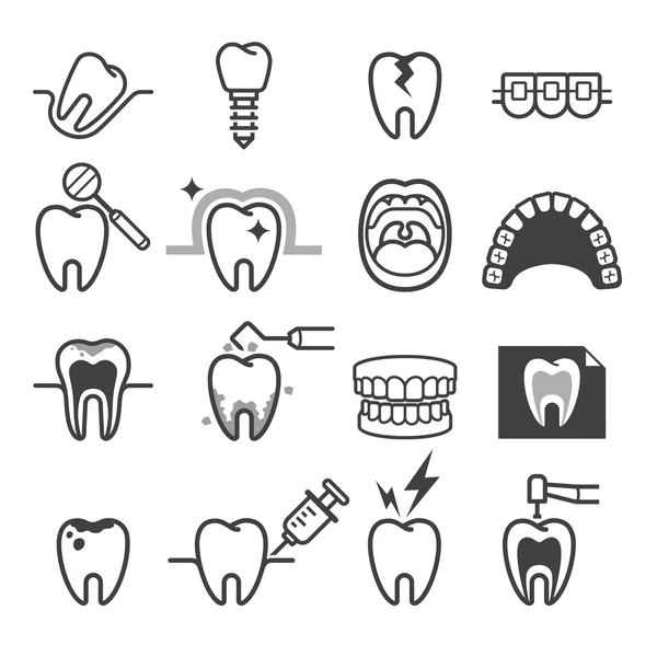 Iconos dentales. Ilustración vectorial . — Vector de stock