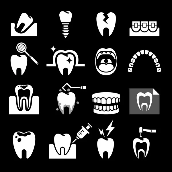 Fogászati fogat ikonok. Vektoros illusztráció. — Stock Vector