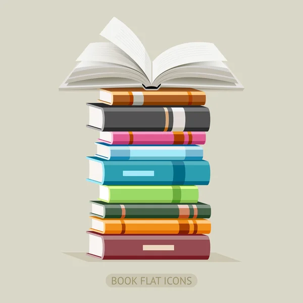 Book Flat Icons Set. Vector Illustration. — Stock Vector