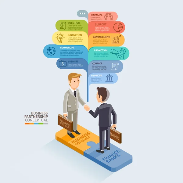 Business Partnership Isometric Conceptual (em inglês). Empresário aperto de mão —  Vetores de Stock