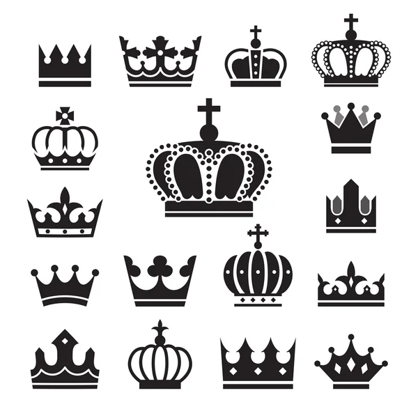 Ícones da coroa configurados. Ilustração vetorial . — Vetor de Stock