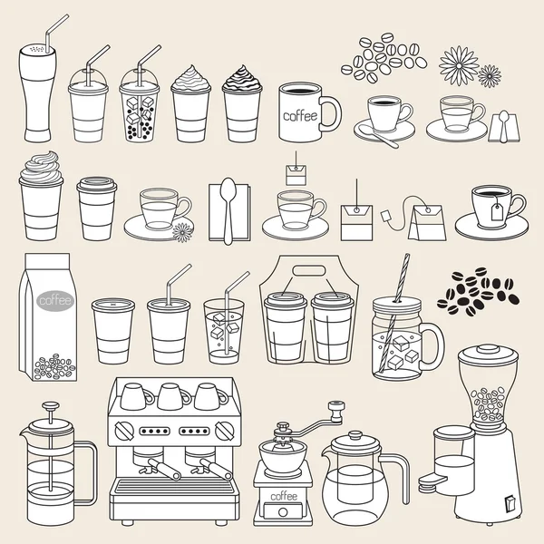 Kaffee-Doodle-Stil. Vektorillustration. — Stockvektor