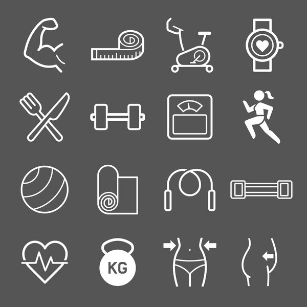 Set of exercise icons. Vector illustrations.