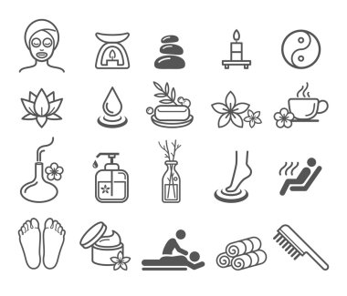 Spa massage therapy cosmetics icons. Vector Illustration. clipart