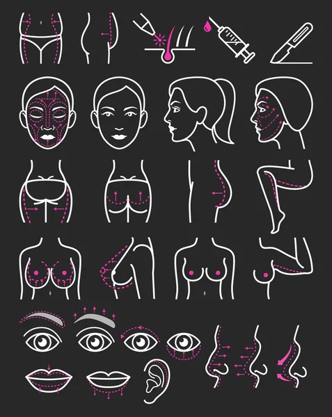 Cosmetic plastic surgery icons. Vector illustration. — Stock Vector