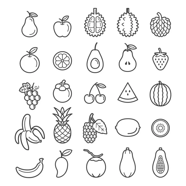 Ícones de frutas. Ilustração vetorial. — Fotografia de Stock