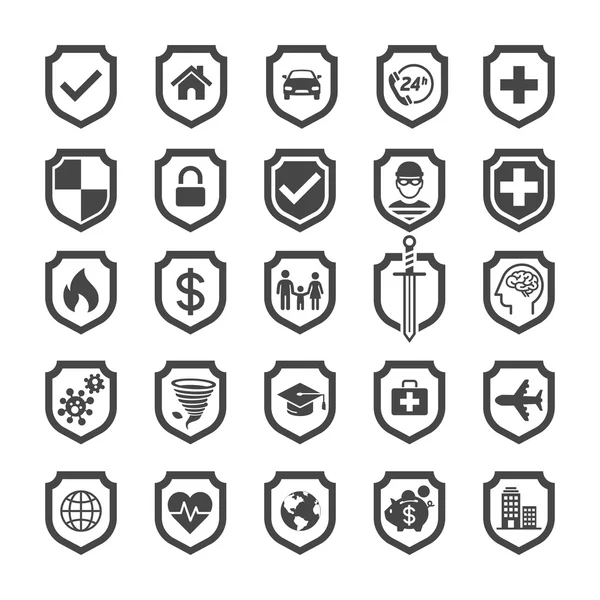 Insurance policy shield icon design. Vector Illustrations. — Stock Vector