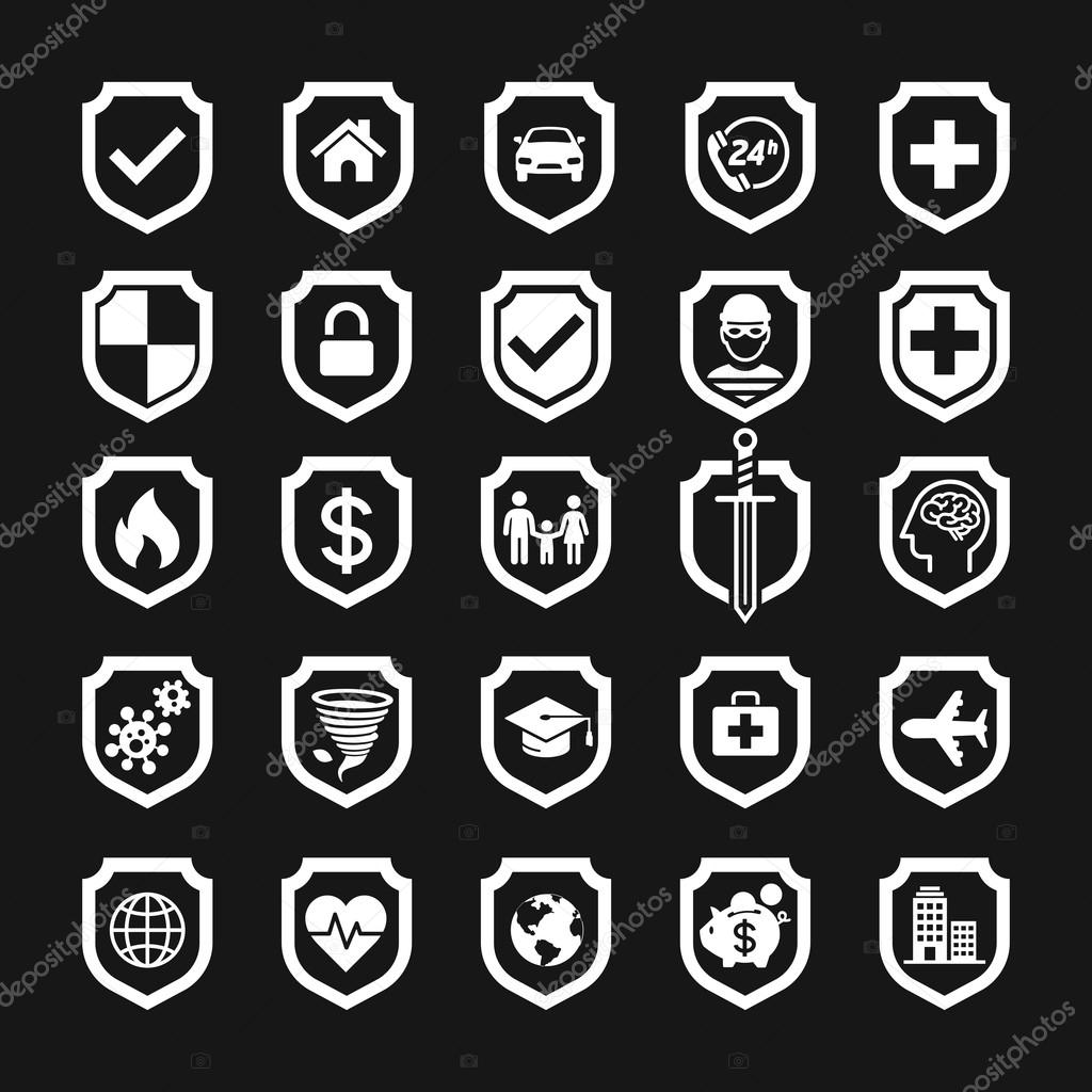 Insurance policy shield icon design. Vector Illustrations.