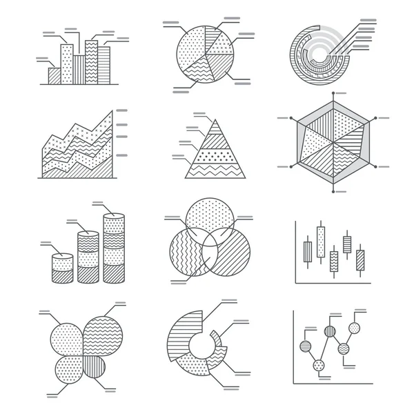Gráficos de negócios diagramas ícones conjunto. ilustração vetorial . — Vetor de Stock