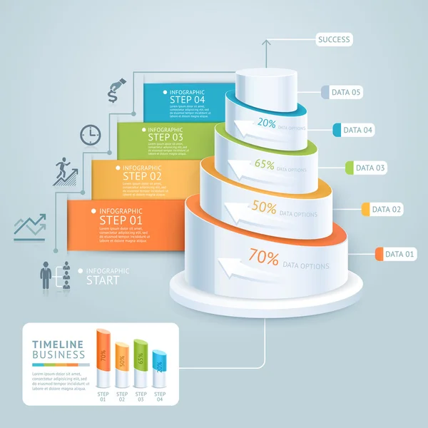 Business sjabloon voor de diagram van de trap. Vectorillustratie. kan worden — Stockvector