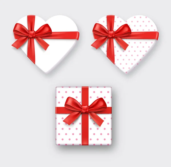 Caja Regalo Forma Corazón Con Cinta Ilustraciones Vectoriales — Vector de stock