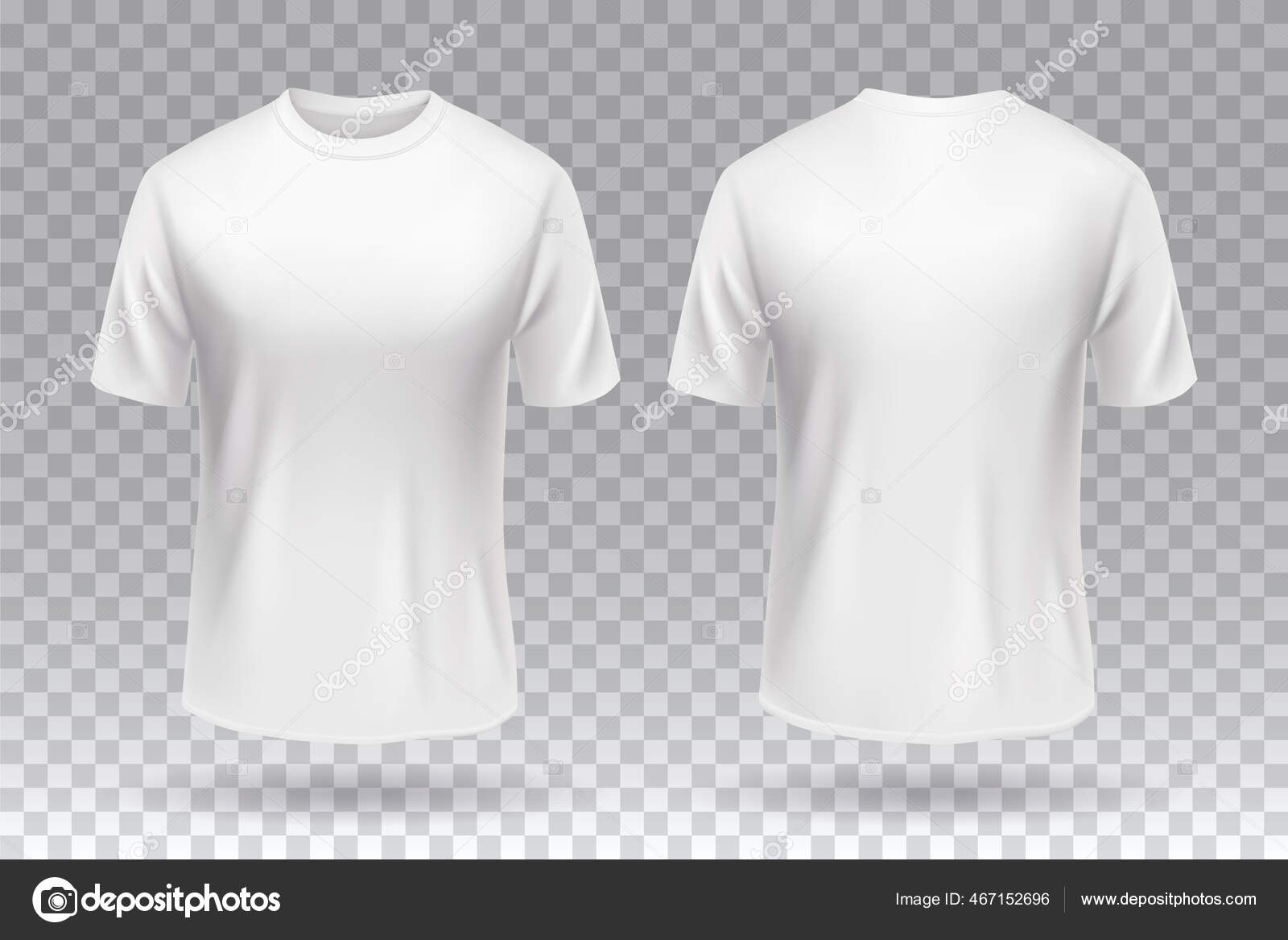 Branco Branco Shirt Frente Verso Modelo Mockup Design Isolado