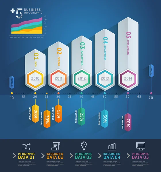 Infographie de la chronologie de la flèche 3D . — Image vectorielle