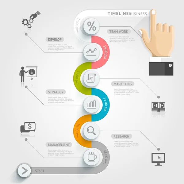 Plantilla de infografía de línea de tiempo empresarial . Ilustraciones de stock libres de derechos