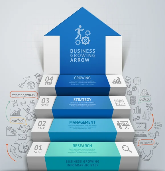 3D iş ok adım merdiven infographics.